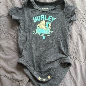 Hurley Black Baby Bodysuit with Turquoise Shark Float Graphic